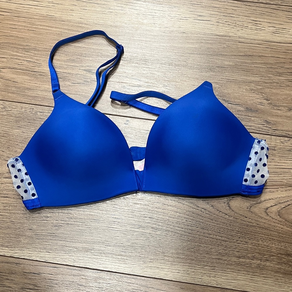 Victoria's Secret Blue and Black Polka Dot Bra